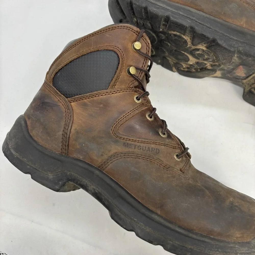 Red Wing 4421 Safety Steal Toe Boots Mens 10 EE 2E Brown Metguard 6